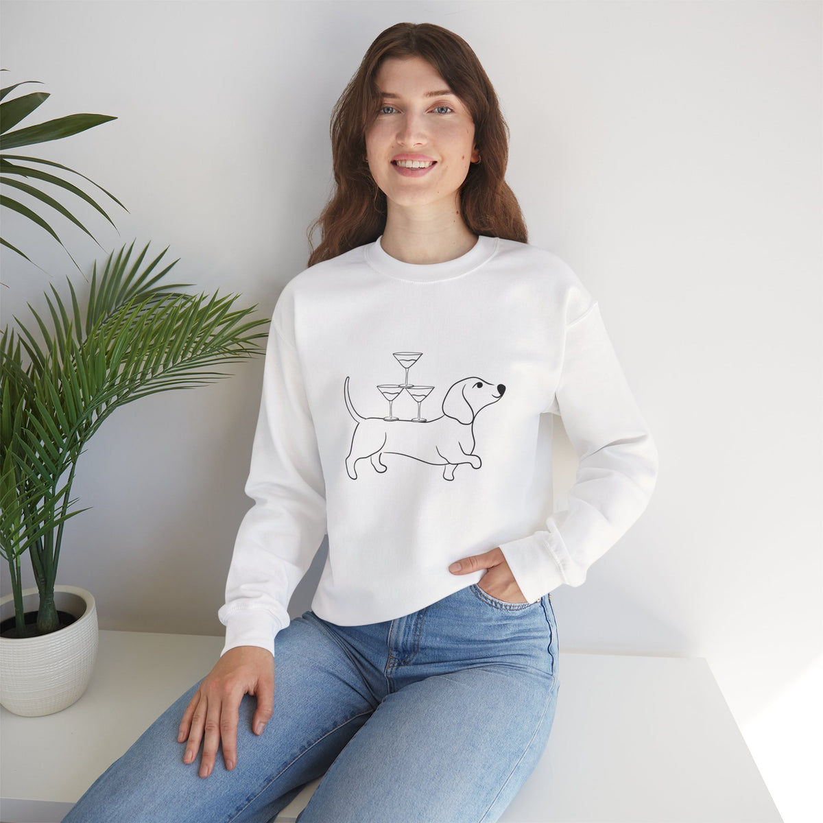 Dachshund Cocktail Crewneck Sweatshirt