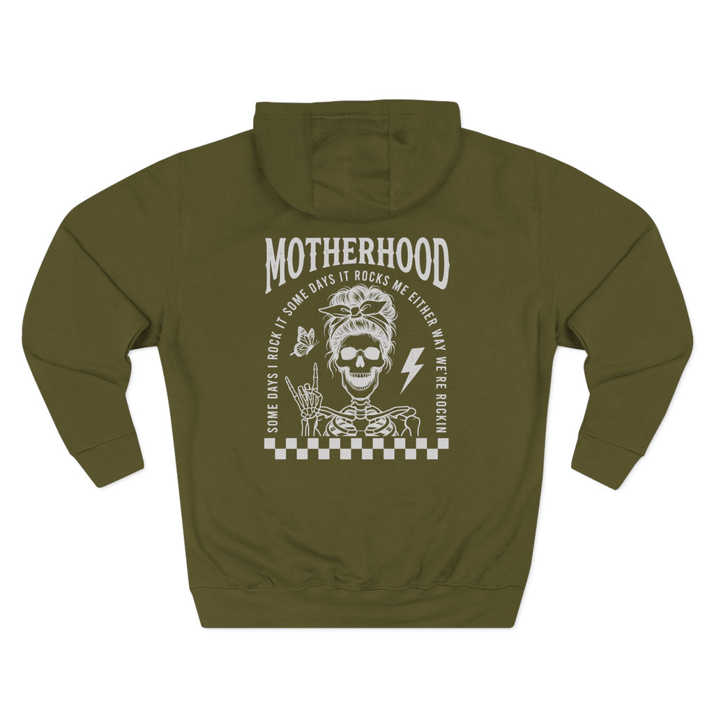 Motherhood Skeleton Graphic Hoodie — Rock Mom Fleece Pullover