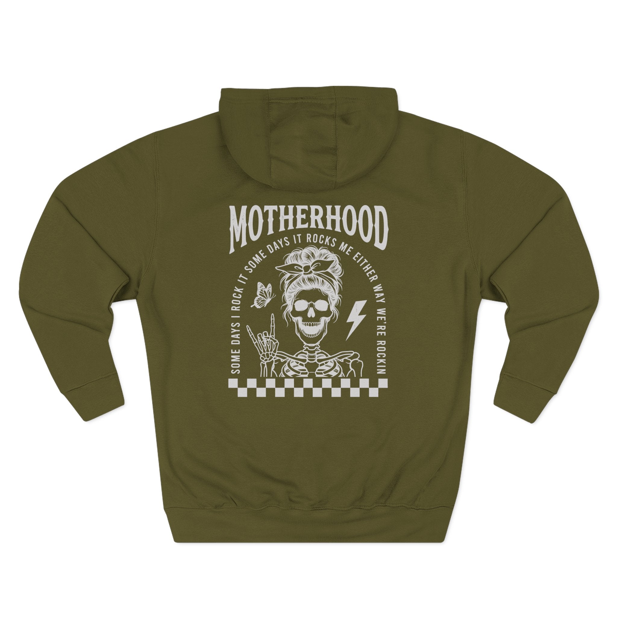 Motherhood Skeleton Graphic Hoodie — Rock Mom Fleece Pullover