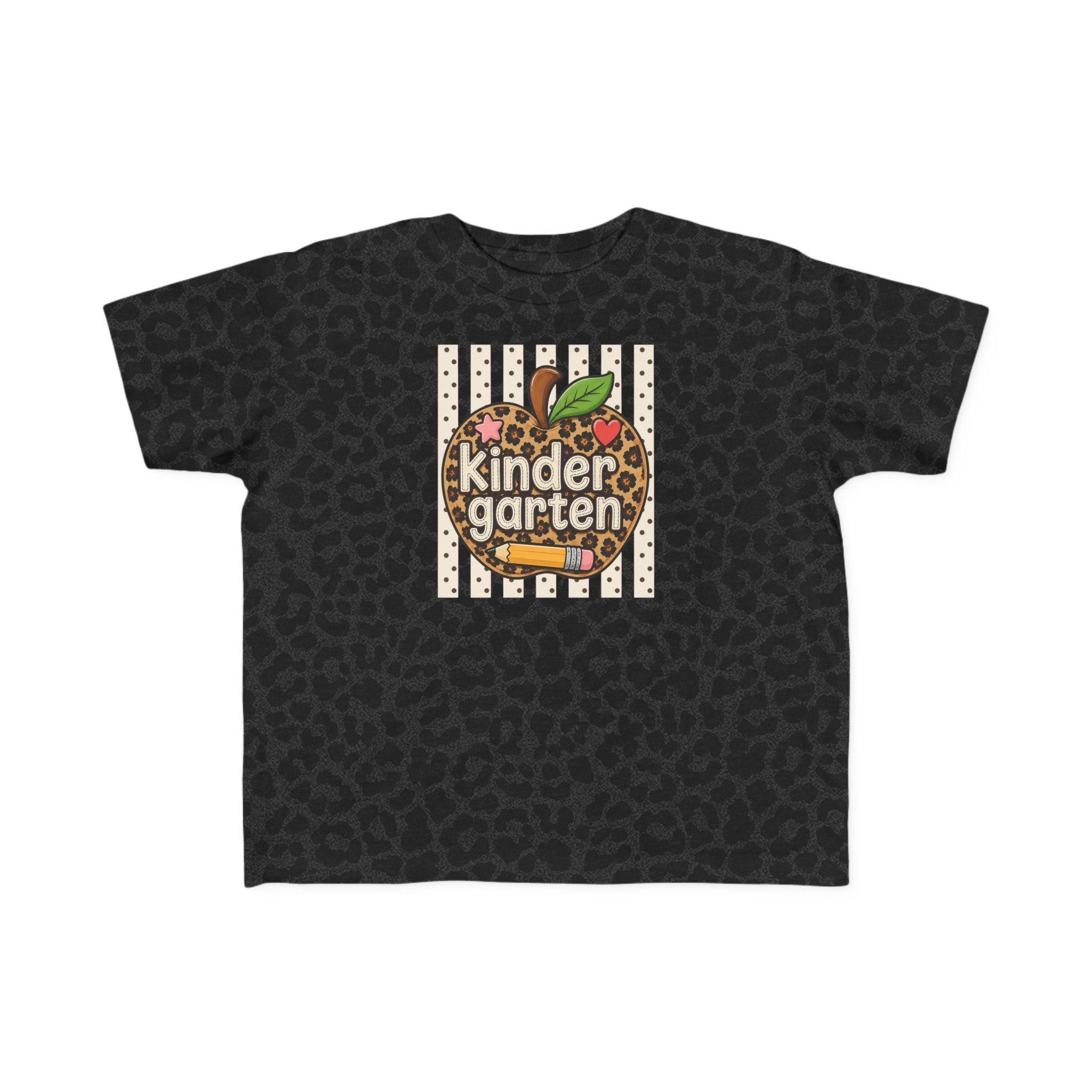 Kindergarten Leopard Apple Toddler Tee