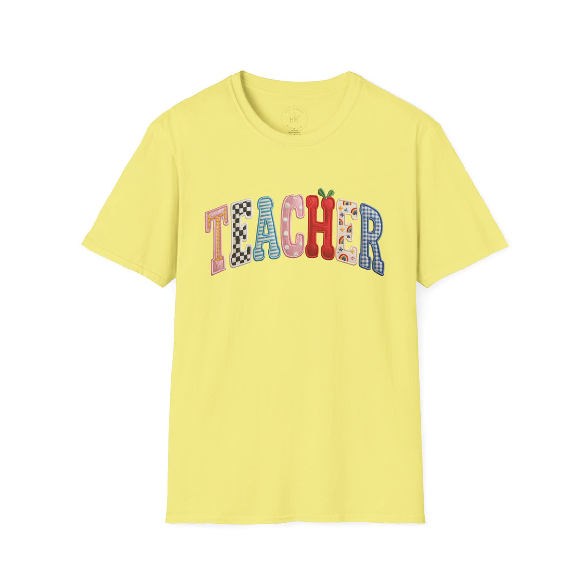 Teacher Colorful Patchwork Letters T-Shirt — Back to School Gift