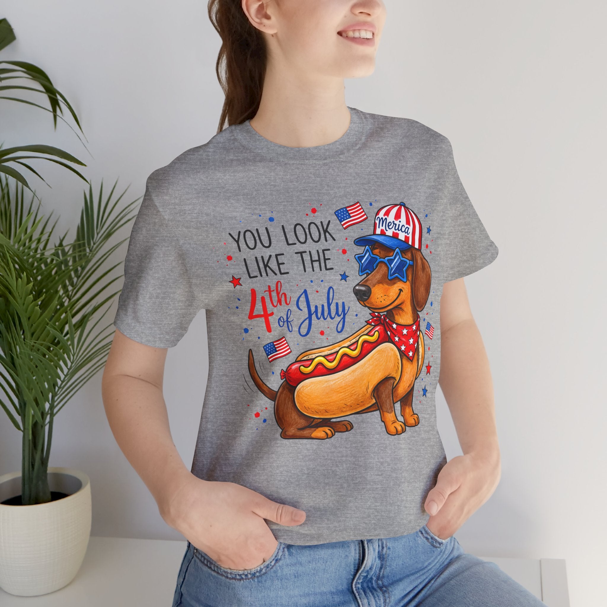 You Look Like the 4th of July' Patriotic Hot Dog graphic Tee