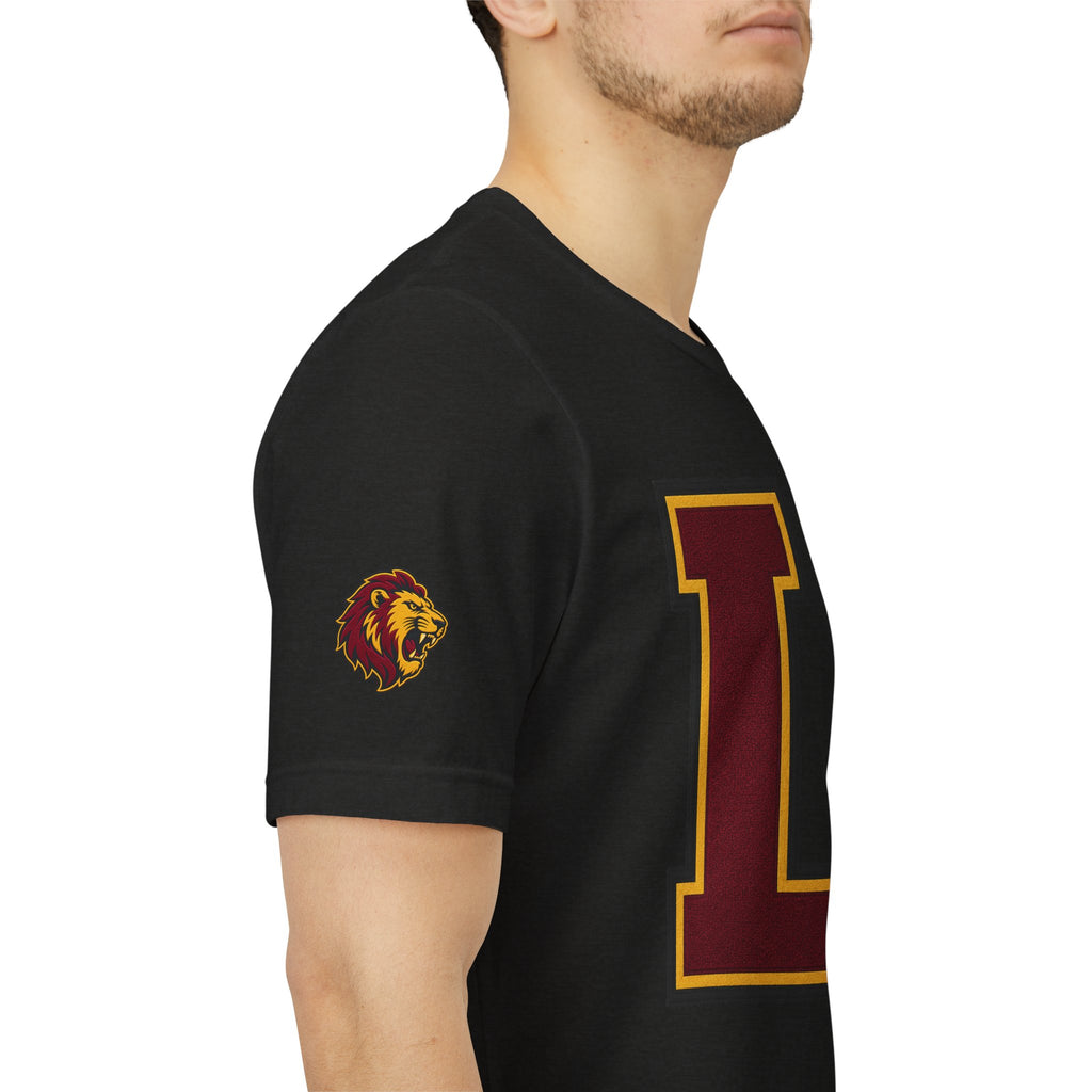 Letter L Varsity T-Shirt - LIONS Custom - Order one size bigger to achieve the look as the female shown.