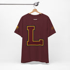 Letter L Varsity T-Shirt - LIONS Custom - Order one size bigger to achieve the look as the female shown.