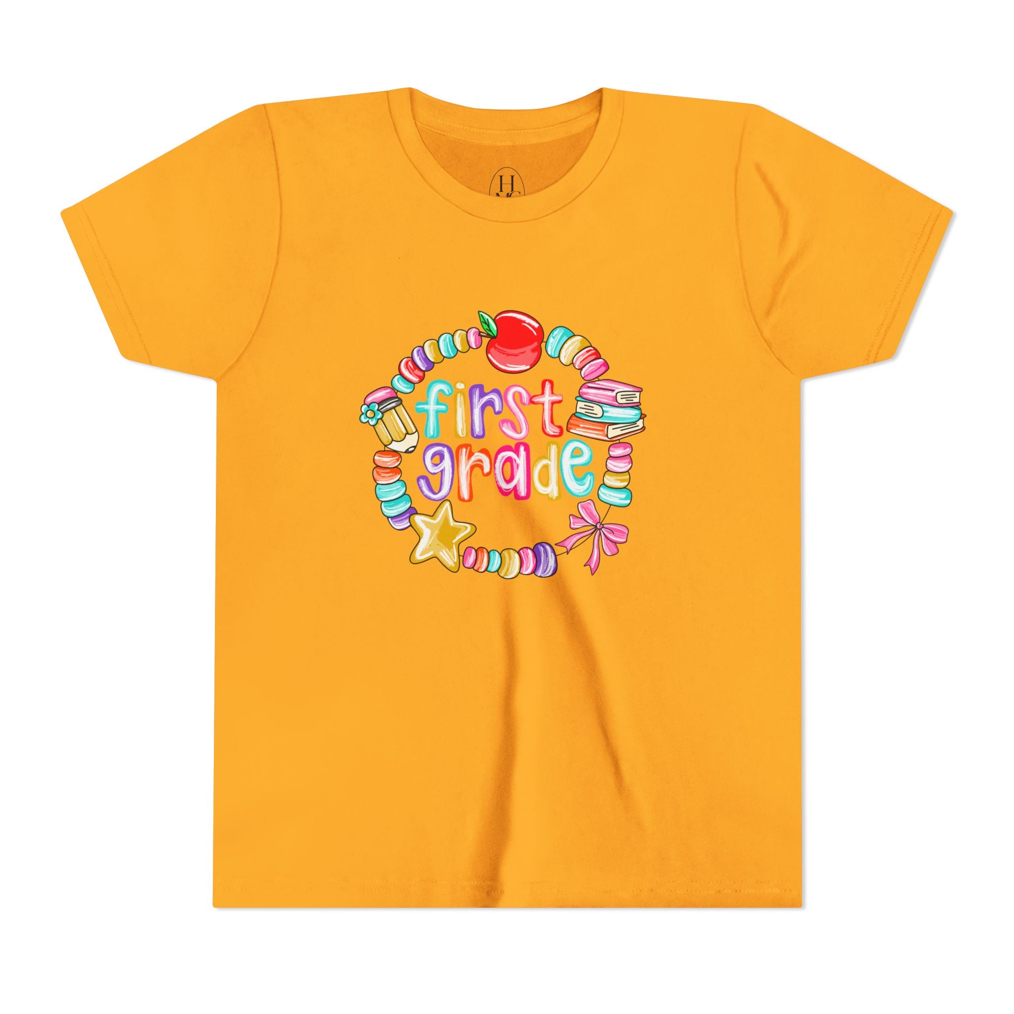 "First Grade" Colorful Back-to-School Shirt (Personalized Name Option)