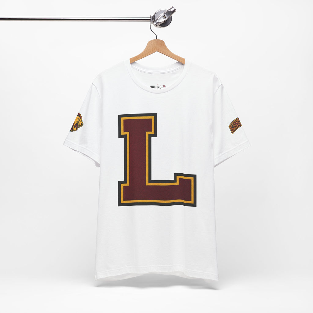 Letter L Varsity T-Shirt - LIONS Custom - Order one size bigger to achieve the look as the female shown.