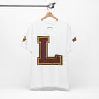 Letter L Varsity T-Shirt - LIONS Custom - Order one size bigger to achieve the look as the female shown.