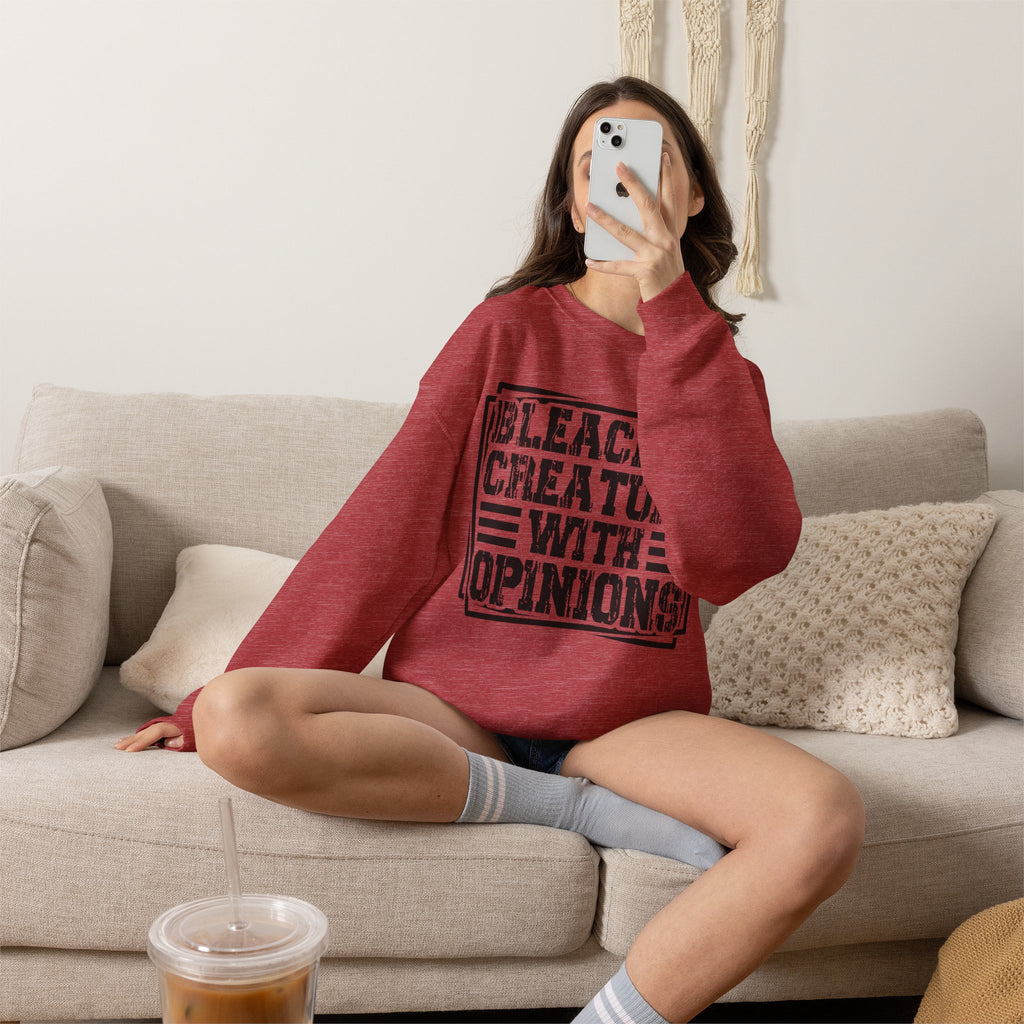 "Bleacher Creature With Opinions" Vintage-Style Crewneck