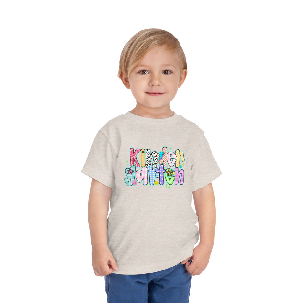 Kindergarten Back To School Doodle Script - Toddler Graphic T-shirt