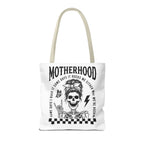 Motherhood Skeleton Tote Bag — Edgy Black & White All-Over Print