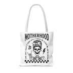 Motherhood Skeleton Tote Bag — Edgy Black & White All-Over Print