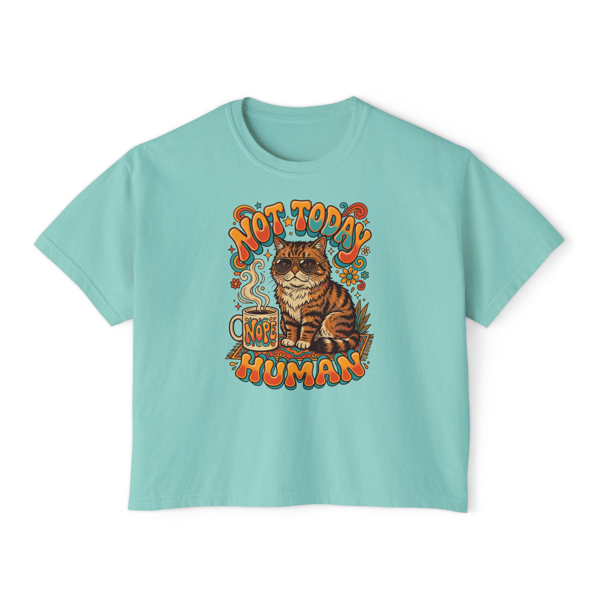Not Today Human Cat Graphic Womens Boxy Tee