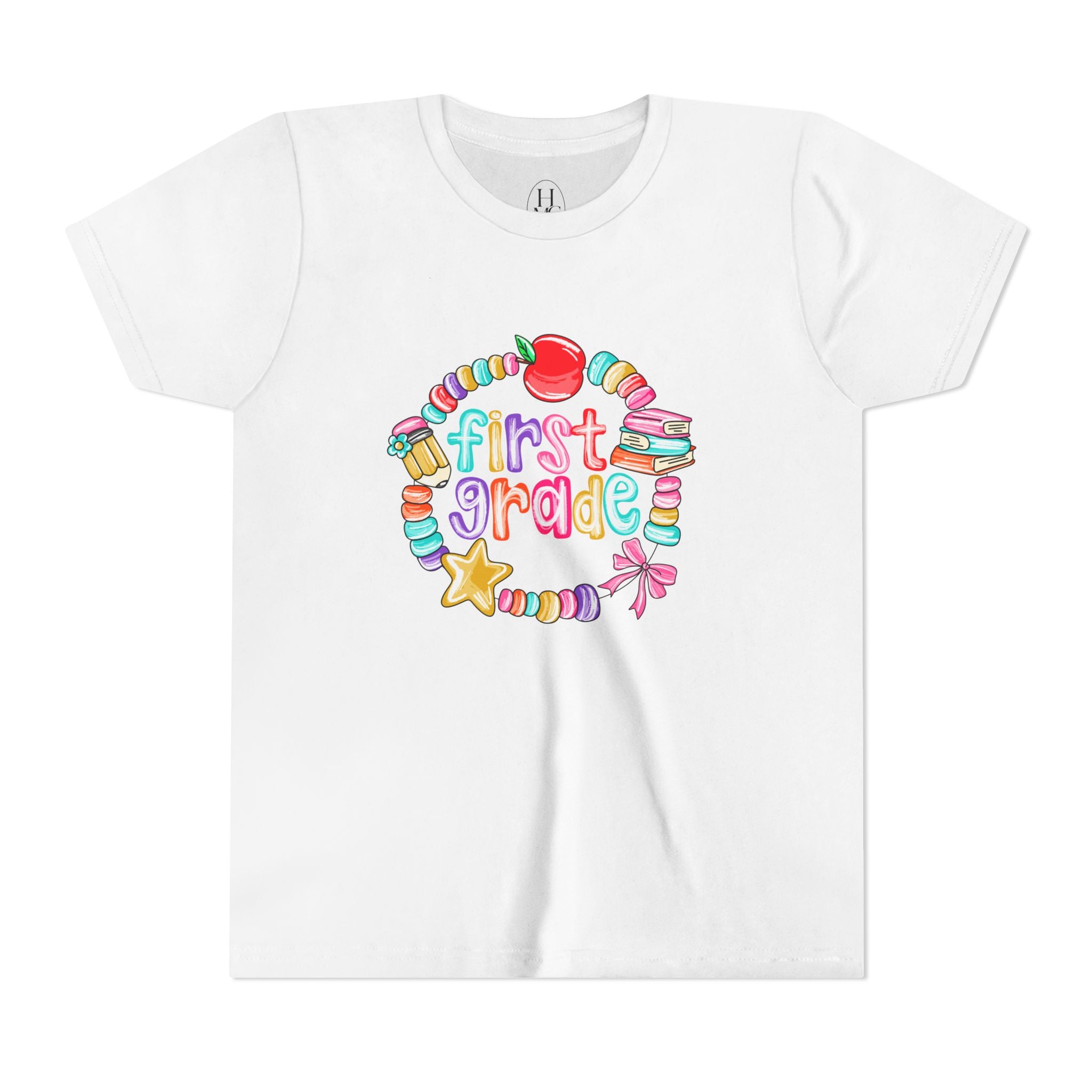 "First Grade" Colorful Back-to-School Shirt (Personalized Name Option)