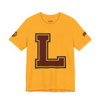 Letter L Varsity T-Shirt - LIONS Custom - Order one size bigger to achieve the look as the female shown.