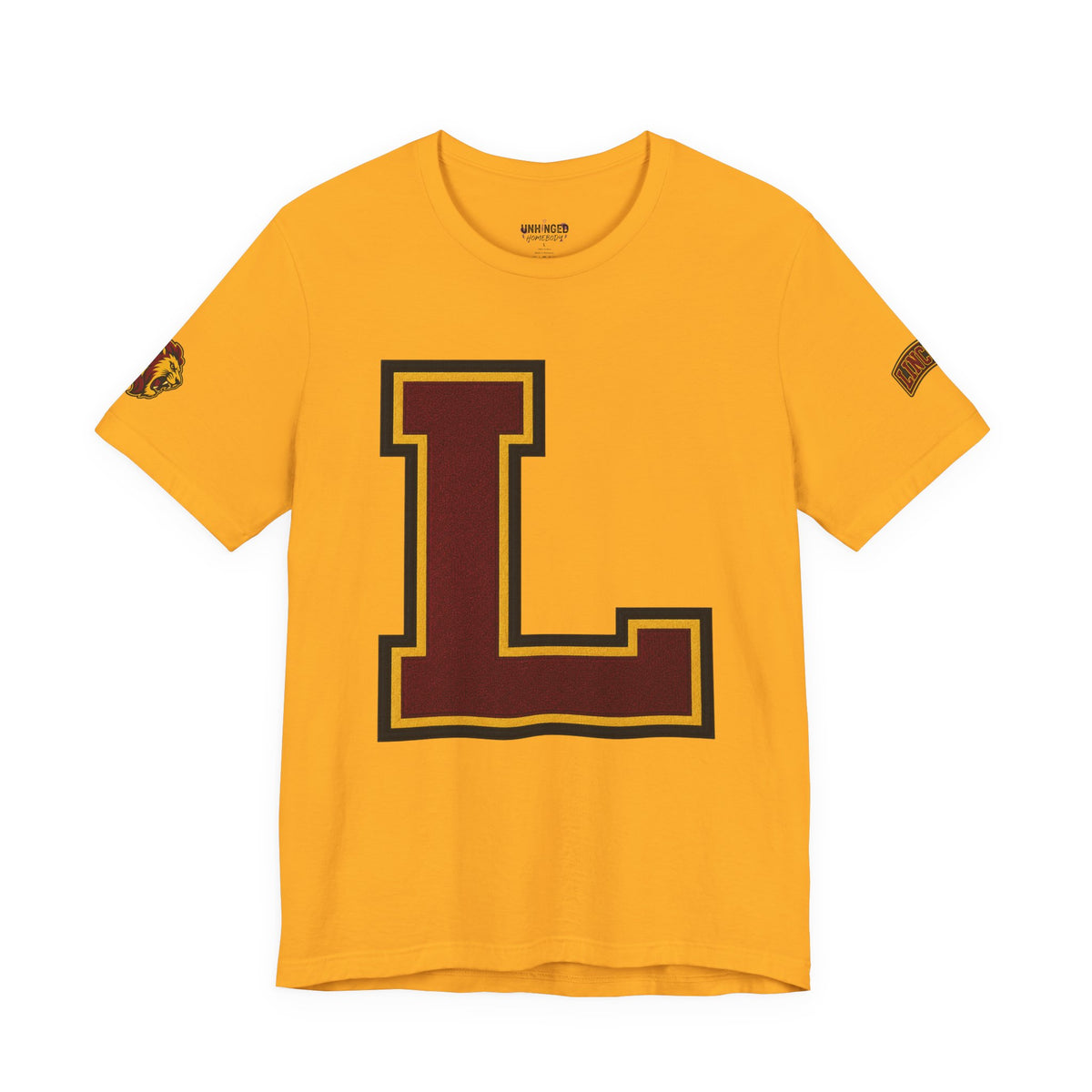 Letter L Varsity T-Shirt - LIONS Custom - Order one size bigger to achieve the look as the female shown.