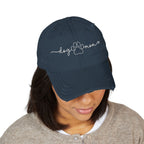 Embroidered "Dog Mom" Distressed Hat