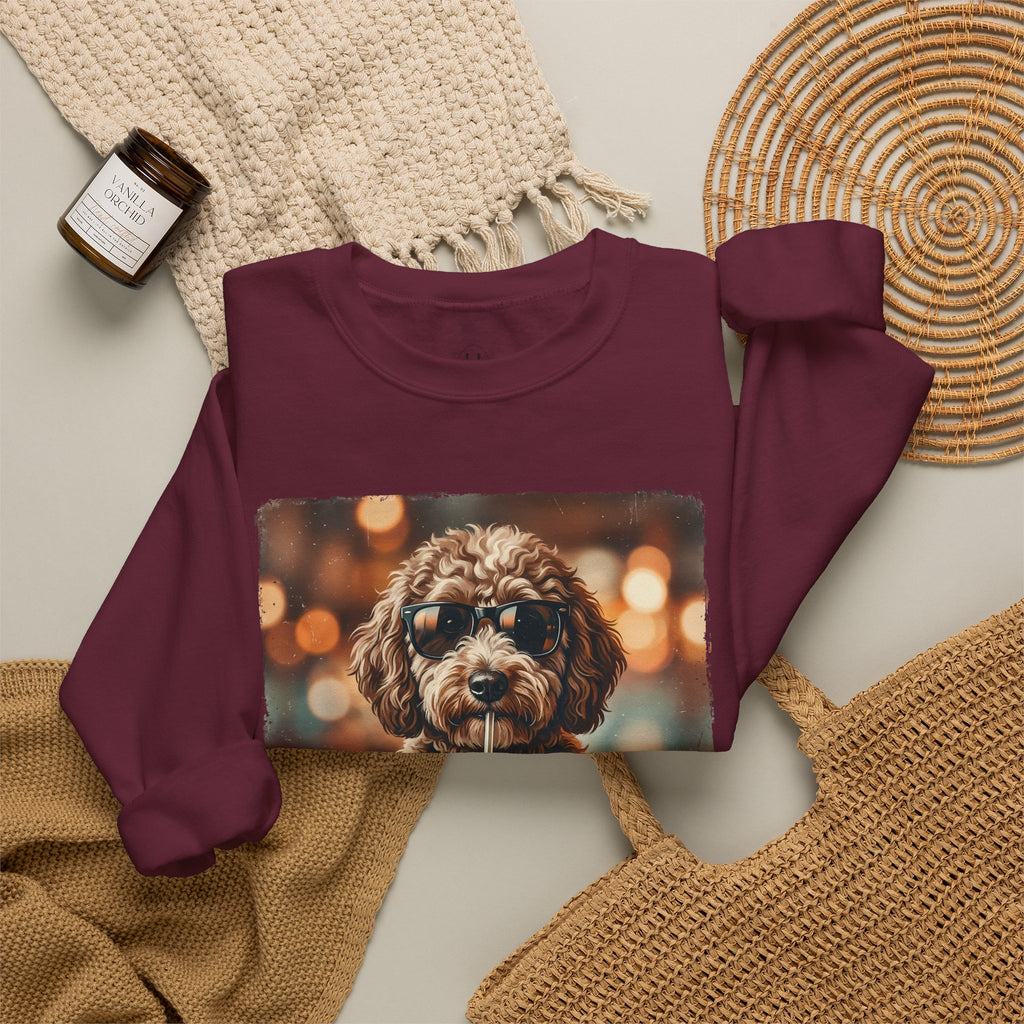 Dog Drinking Coffee Crewneck Sweatshirt  (Custom)