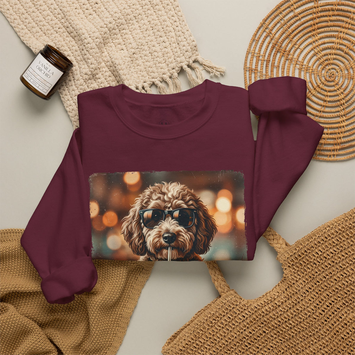 Dog Drinking Coffee Crewneck Sweatshirt  (Custom)
