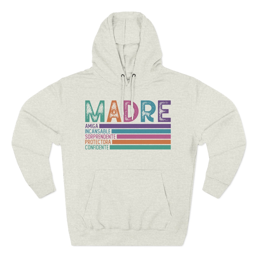 Madre Graphic Hoodie — Colorful Spanish Mother Tribute (Amiga, Protectora, Confidente)