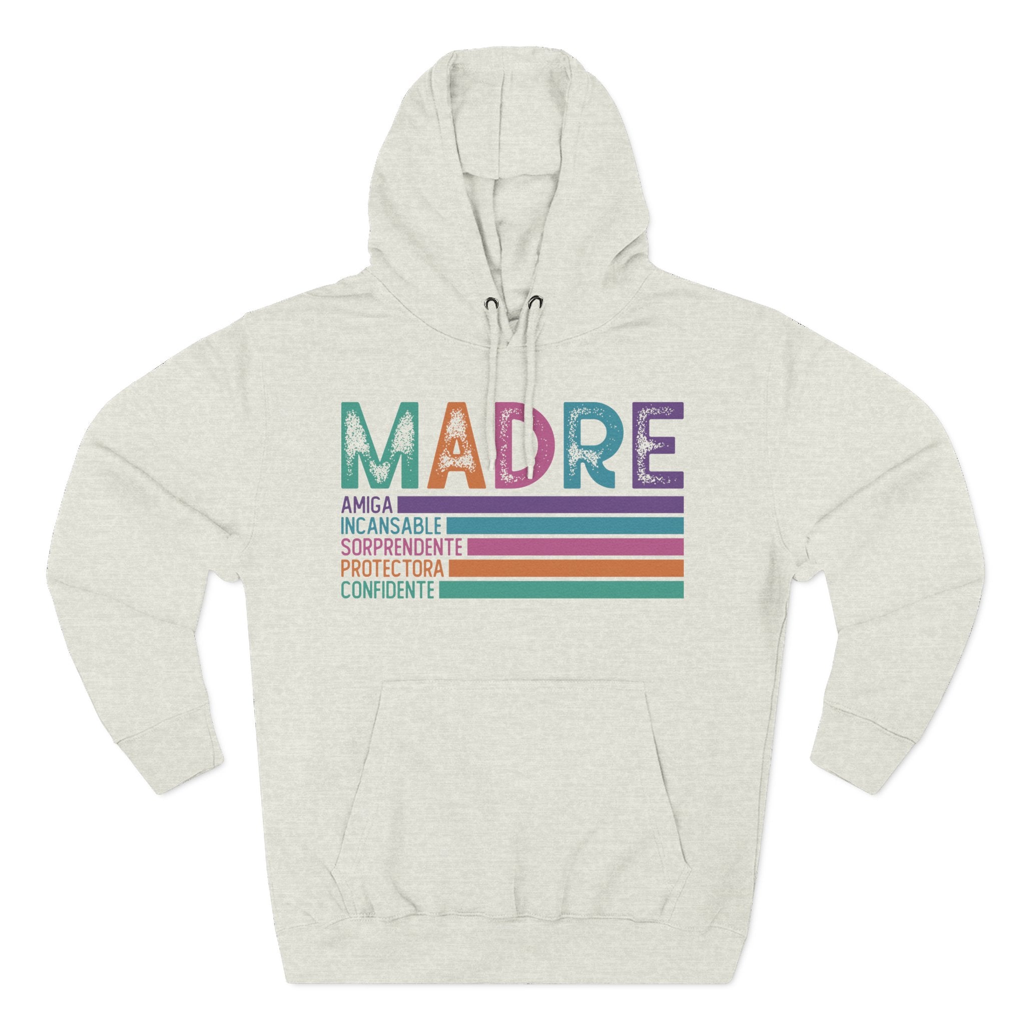 Madre Graphic Hoodie — Colorful Spanish Mother Tribute (Amiga, Protectora, Confidente)