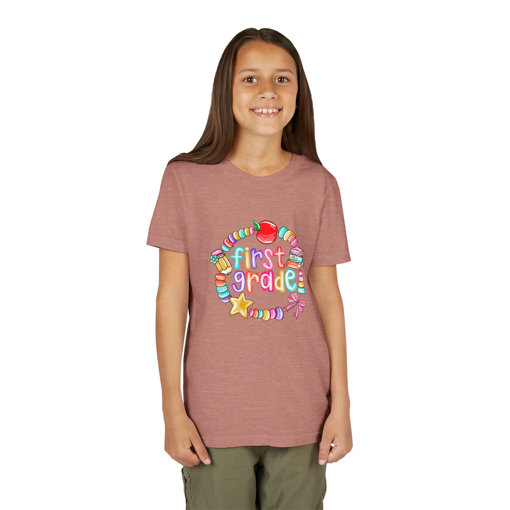 "First Grade" Colorful Back-to-School Shirt (Personalized Name Option)
