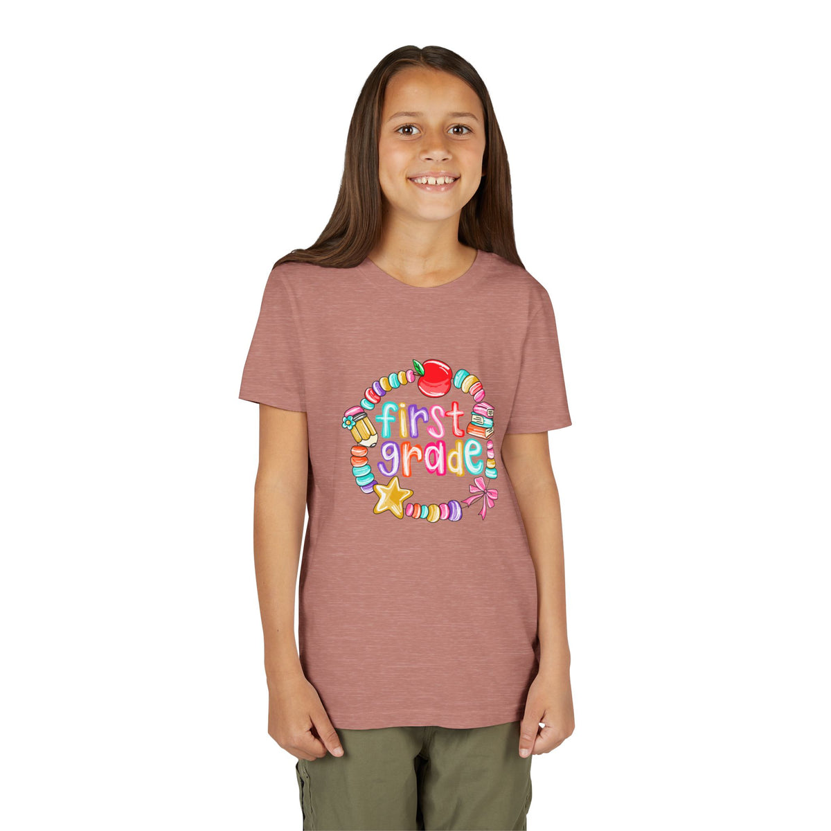 "First Grade" Colorful Back-to-School Shirt (Personalized Name Option)