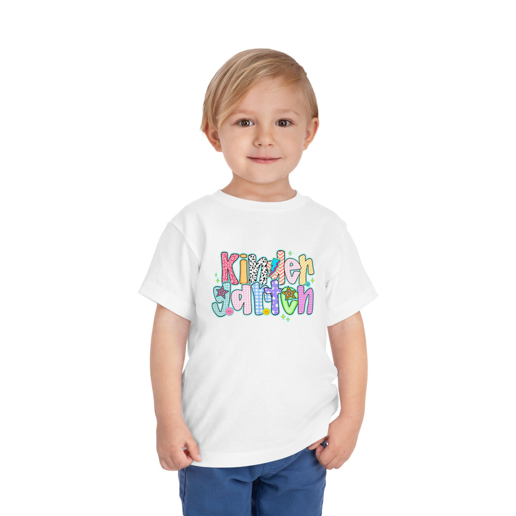 Kindergarten Back To School Doodle Script - Toddler Graphic T-shirt