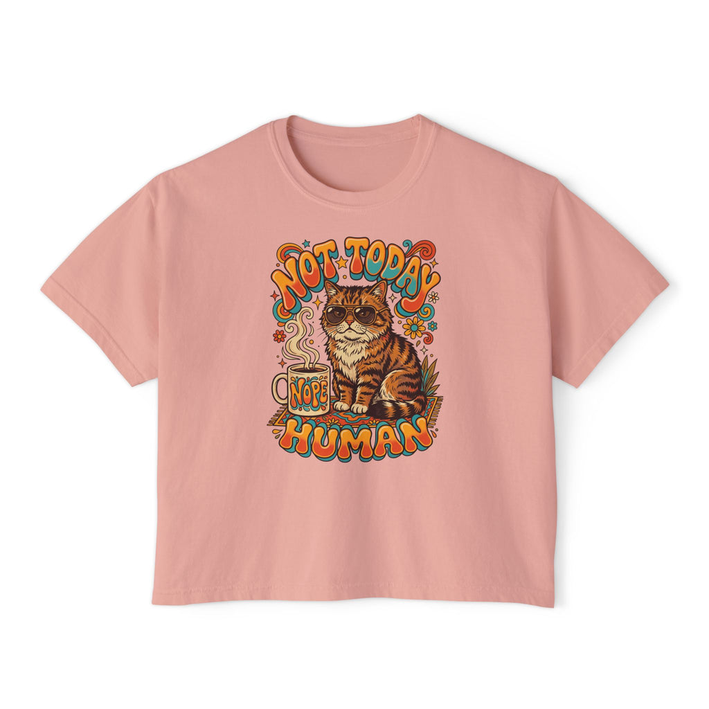 Not Today Human Cat Graphic Womens Boxy Tee