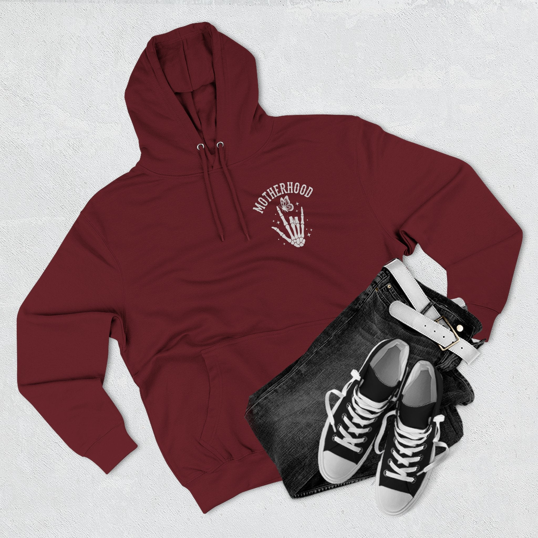 Motherhood Skeleton Graphic Hoodie — Rock Mom Fleece Pullover