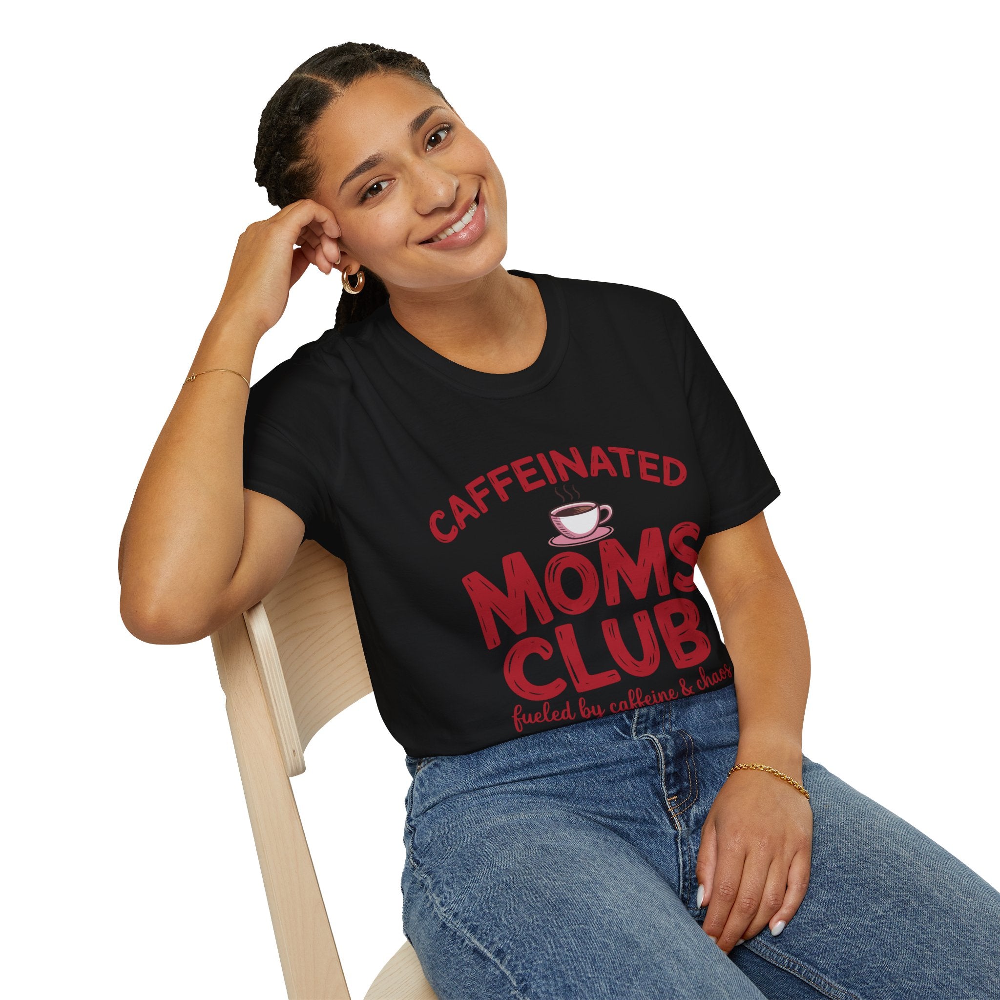Caffeinated Moms Club Graphic T-Shirt – Funny Coffee Mom Tee