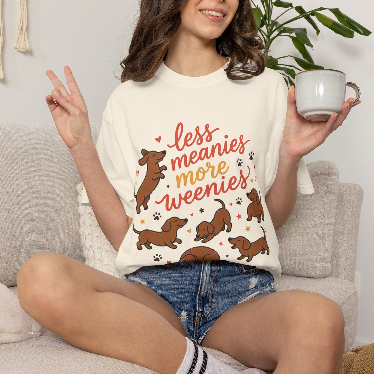 Less Meanies More Weenies Dachshund Graphic T-Shirt