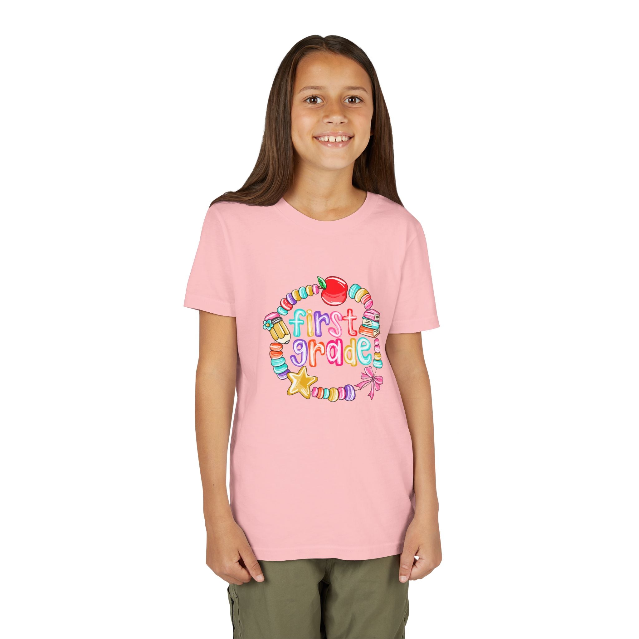 "First Grade" Colorful Back-to-School Shirt (Personalized Name Option)