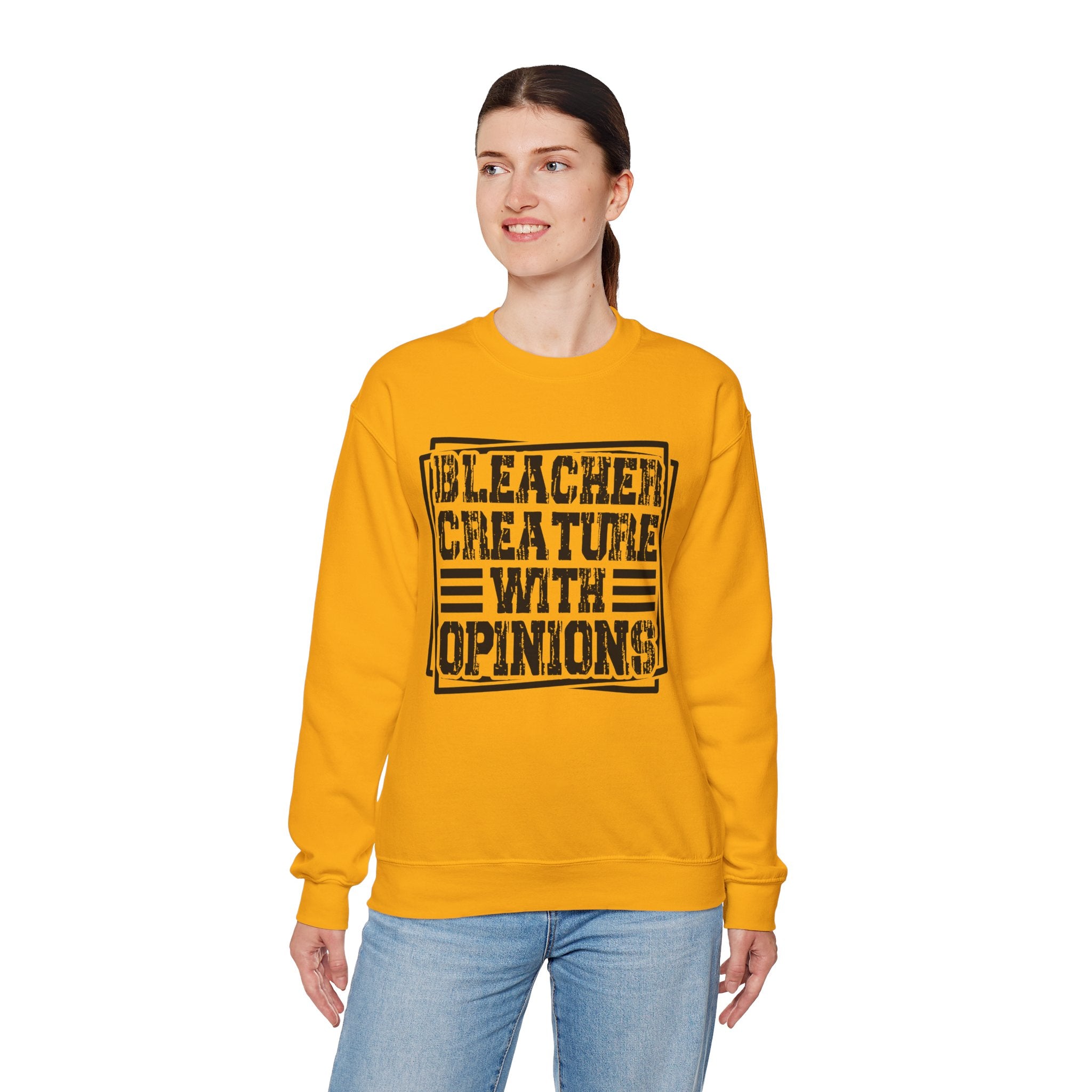 "Bleacher Creature With Opinions" Vintage-Style Crewneck