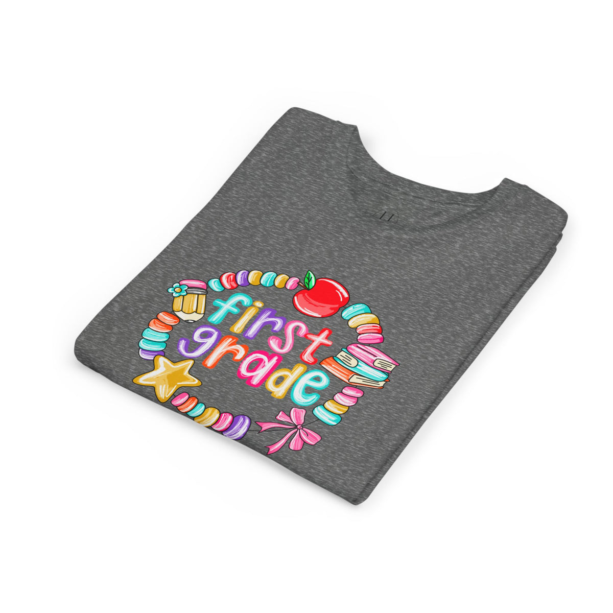 "First Grade" Colorful Back-to-School Shirt (Personalized Name Option)