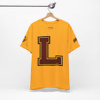 Letter L Varsity T-Shirt - LIONS Custom - Order one size bigger to achieve the look as the female shown.
