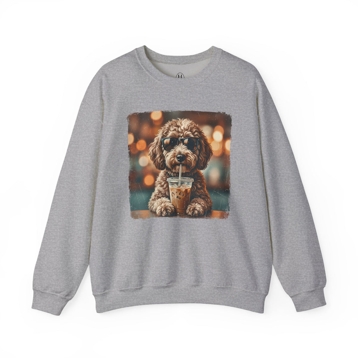 Dog Drinking Coffee Crewneck Sweatshirt  (Custom)