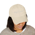 Embroidered "Dog Mom" Distressed Hat