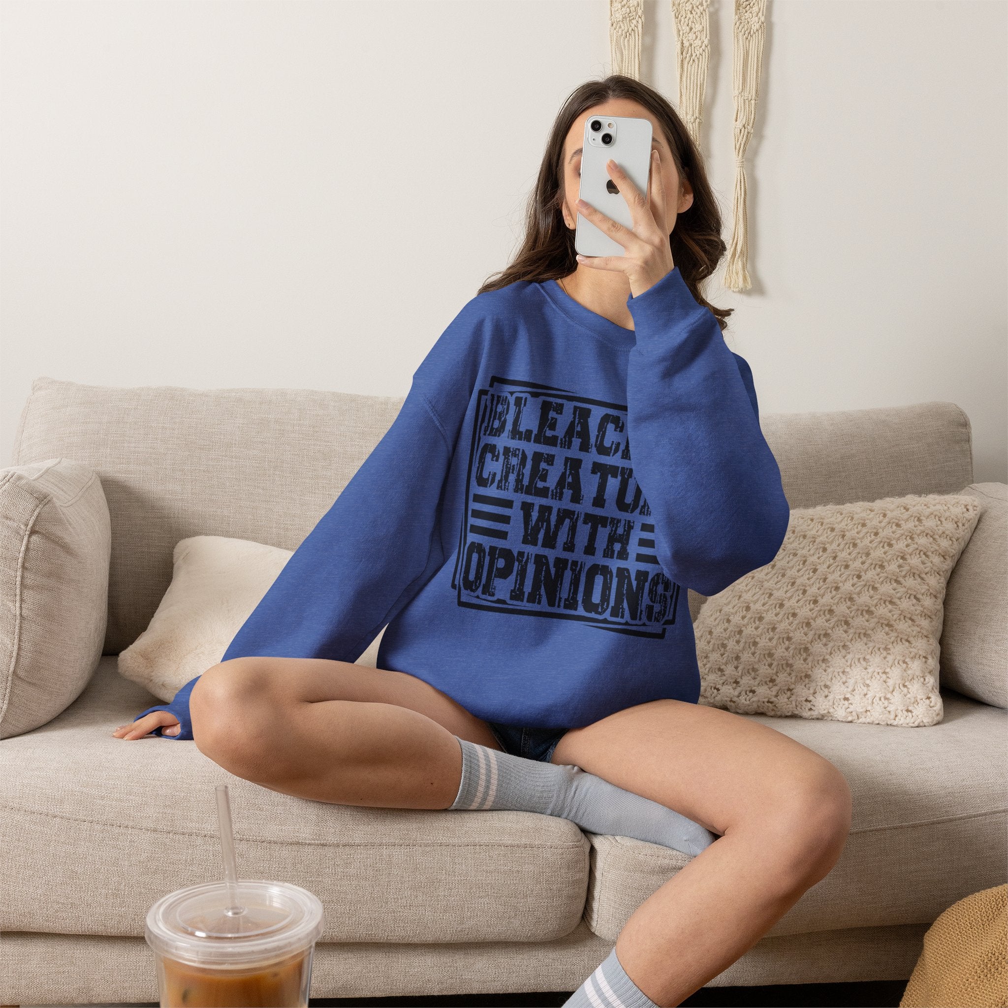 "Bleacher Creature With Opinions" Vintage-Style Crewneck