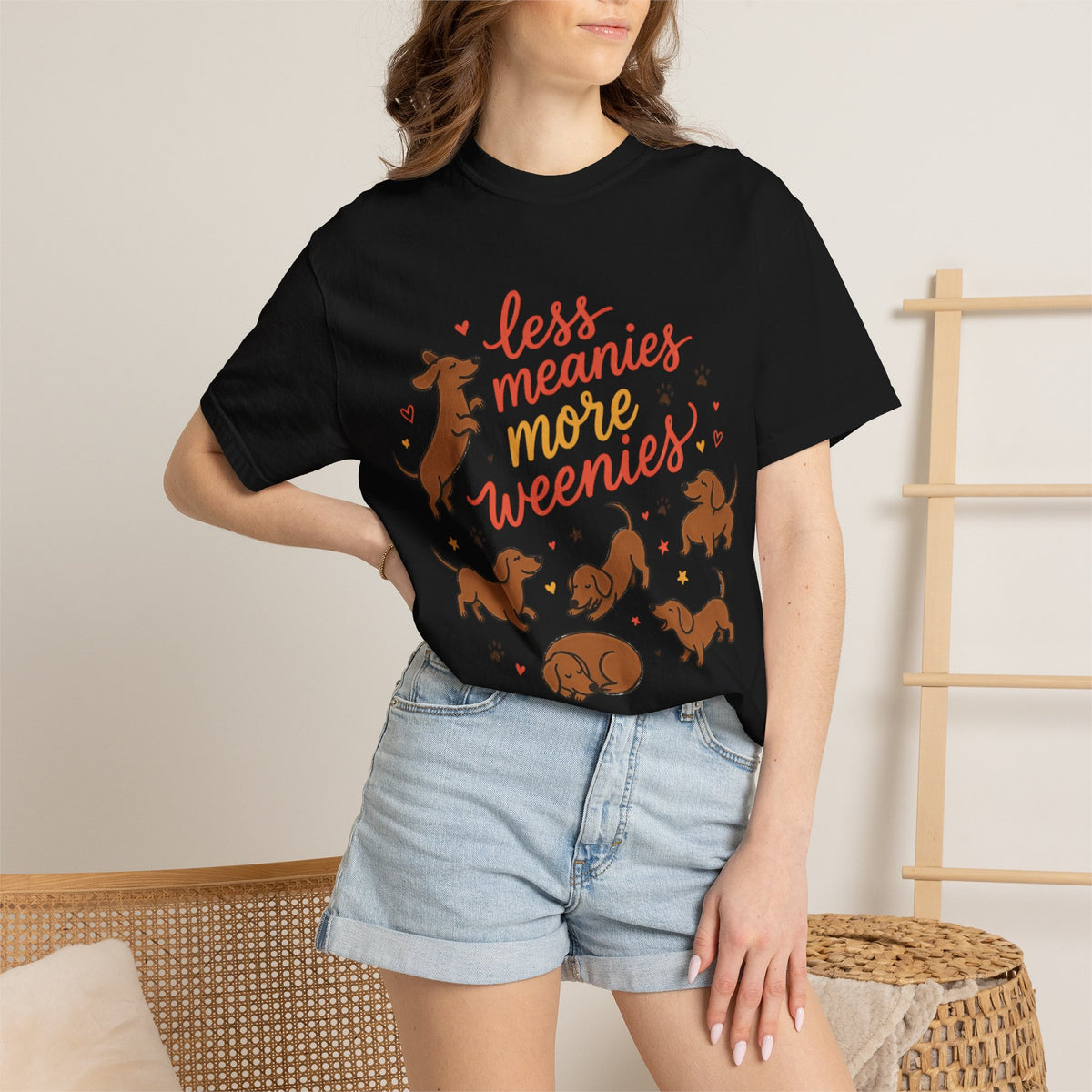 Less Meanies More Weenies Dachshund Graphic T-Shirt