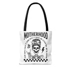Motherhood Skeleton Tote Bag — Edgy Black & White All-Over Print