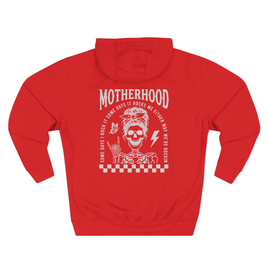 Motherhood Skeleton Graphic Hoodie — Rock Mom Fleece Pullover
