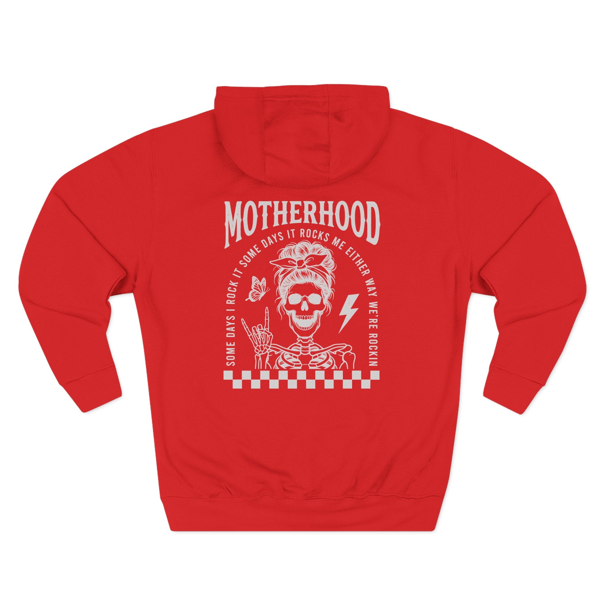 Motherhood Skeleton Graphic Hoodie — Rock Mom Fleece Pullover