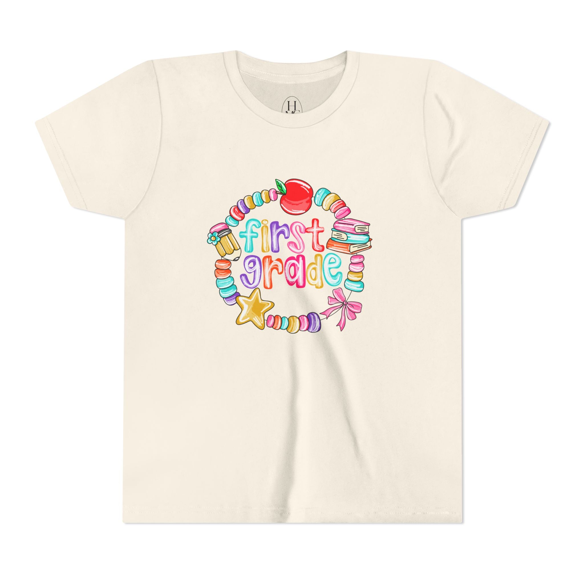 "First Grade" Colorful Back-to-School Shirt (Personalized Name Option)