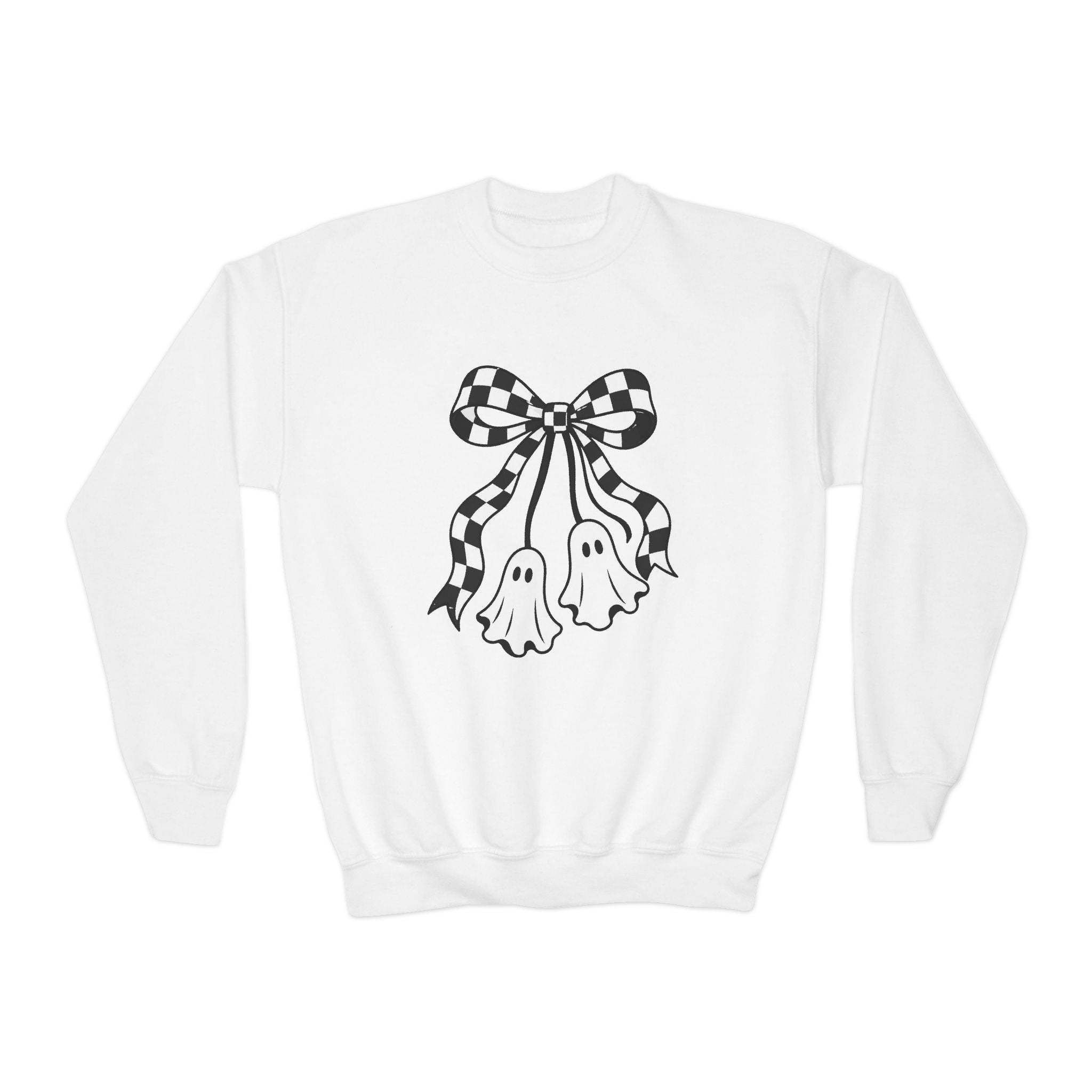 Checkered Bow Ghosts Halloween Kids Pullover