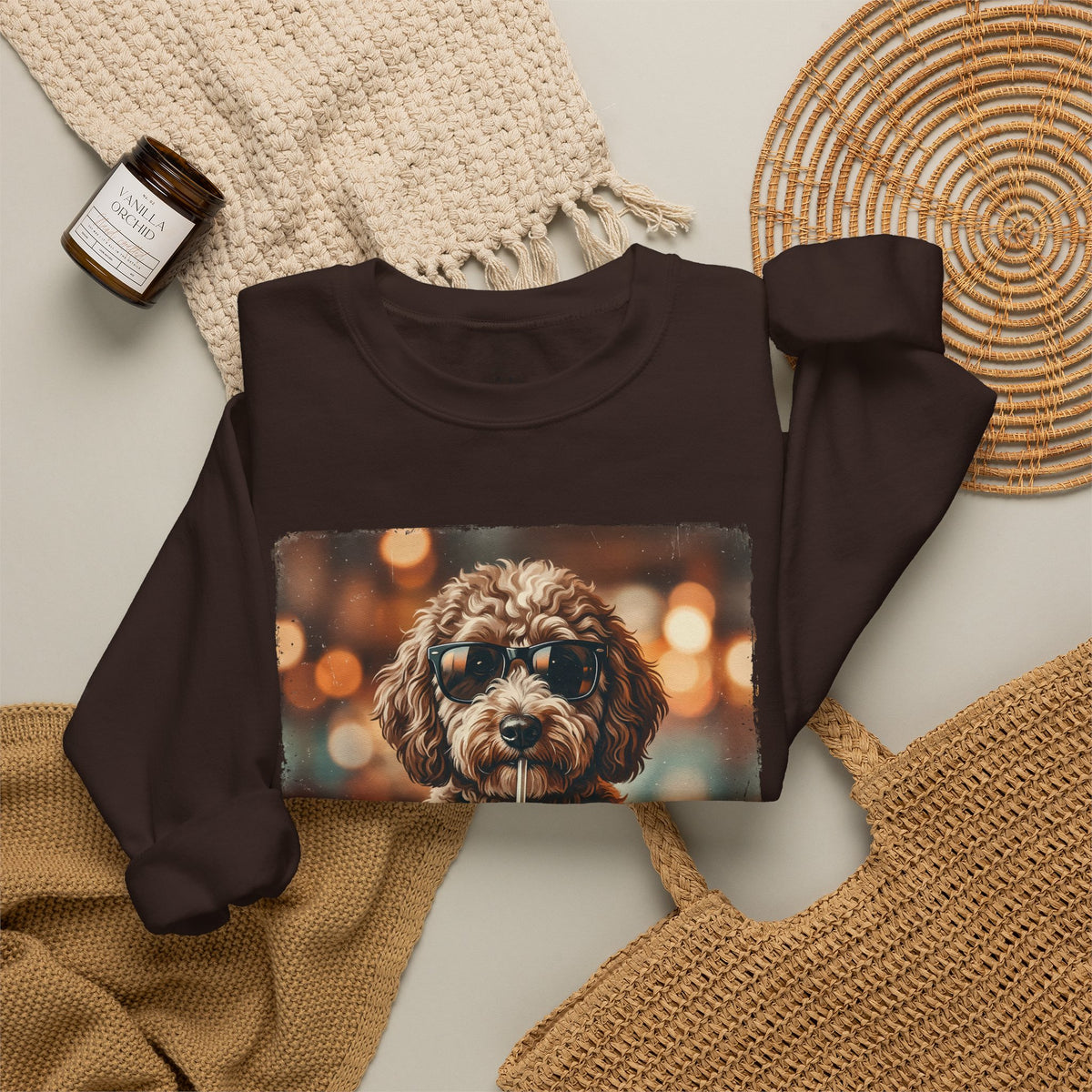 Dog Drinking Coffee Crewneck Sweatshirt  (Custom)