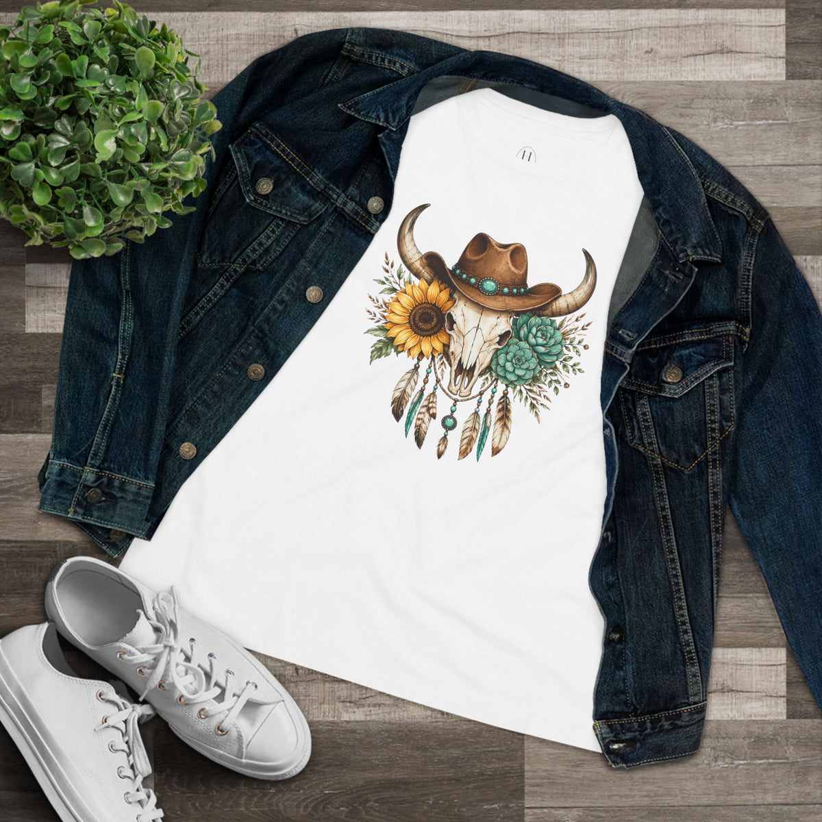 Cow Skull Floral Tee