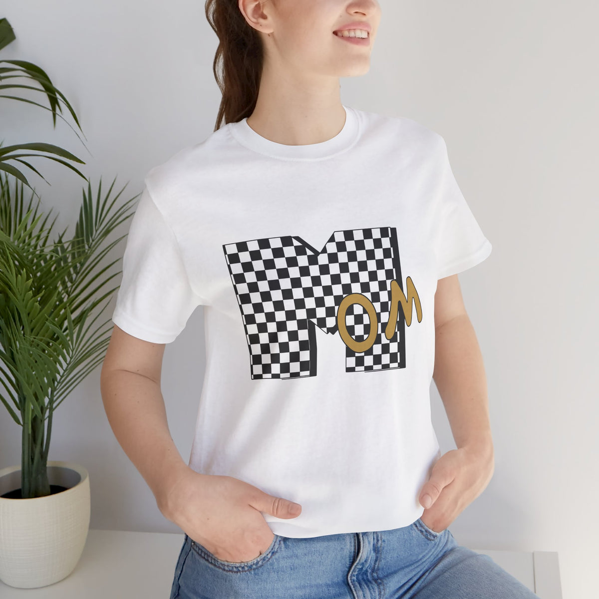 Checkerboard 'Mom' Graphic Tee