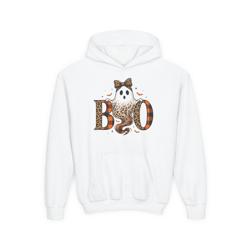 Halloween 'BOO' Leopard Ghost Youth Hoodie
