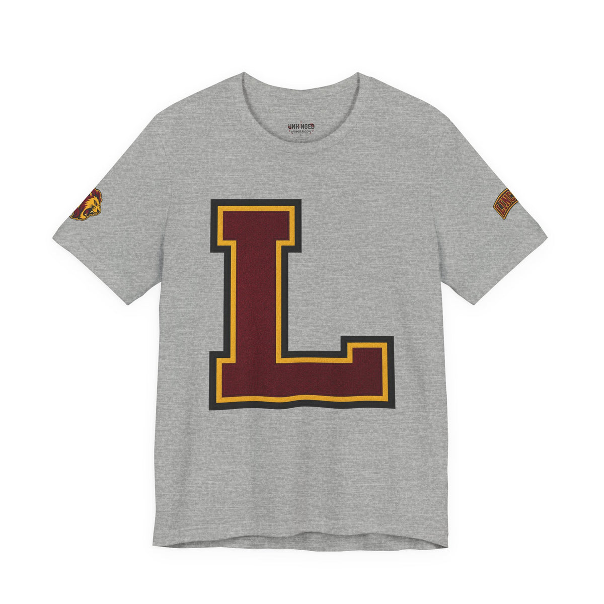 Letter L Varsity T-Shirt - LIONS Custom - Order one size bigger to achieve the look as the female shown.