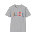 Teacher Colorful Patchwork Letters T-Shirt — Back to School Gift
